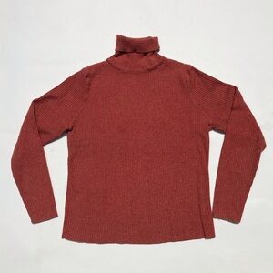 Vintage 90s Coral Pink Ribbed Knit Sweater Top L